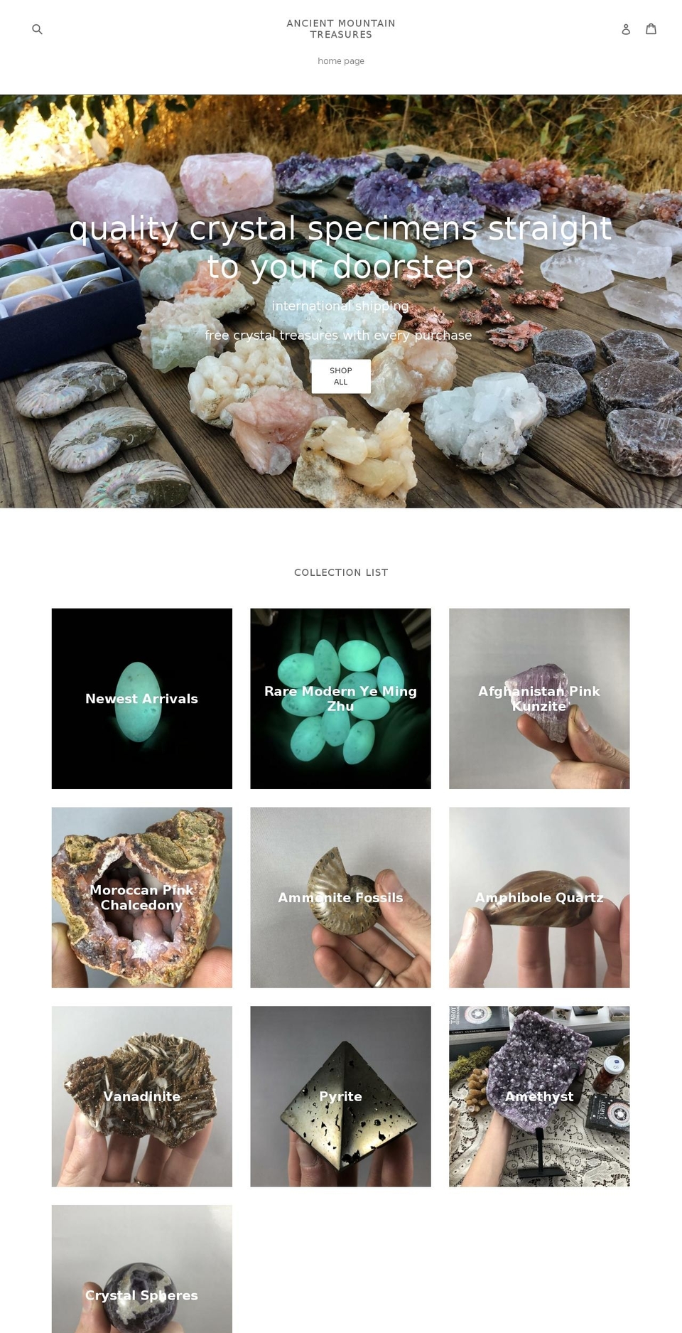 ancientmountaintreasures.com shopify website screenshot