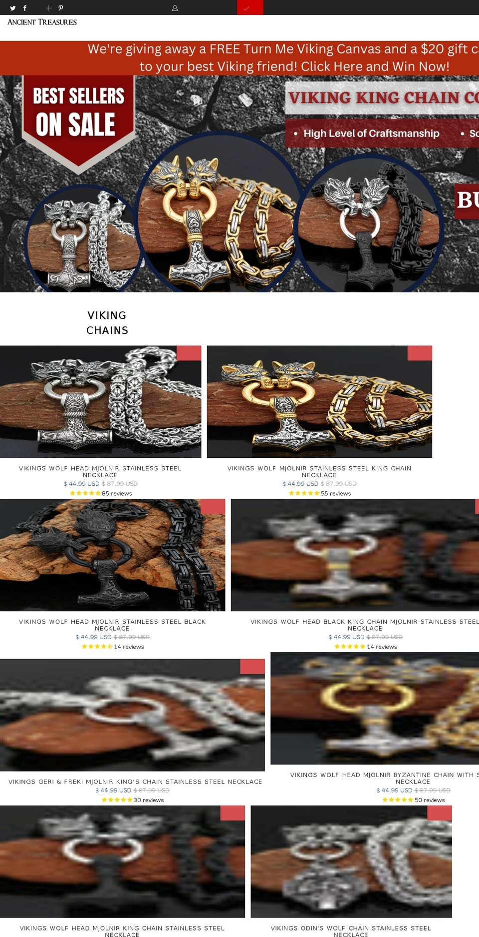ancientreasures.com — Shopify storefront screenshot