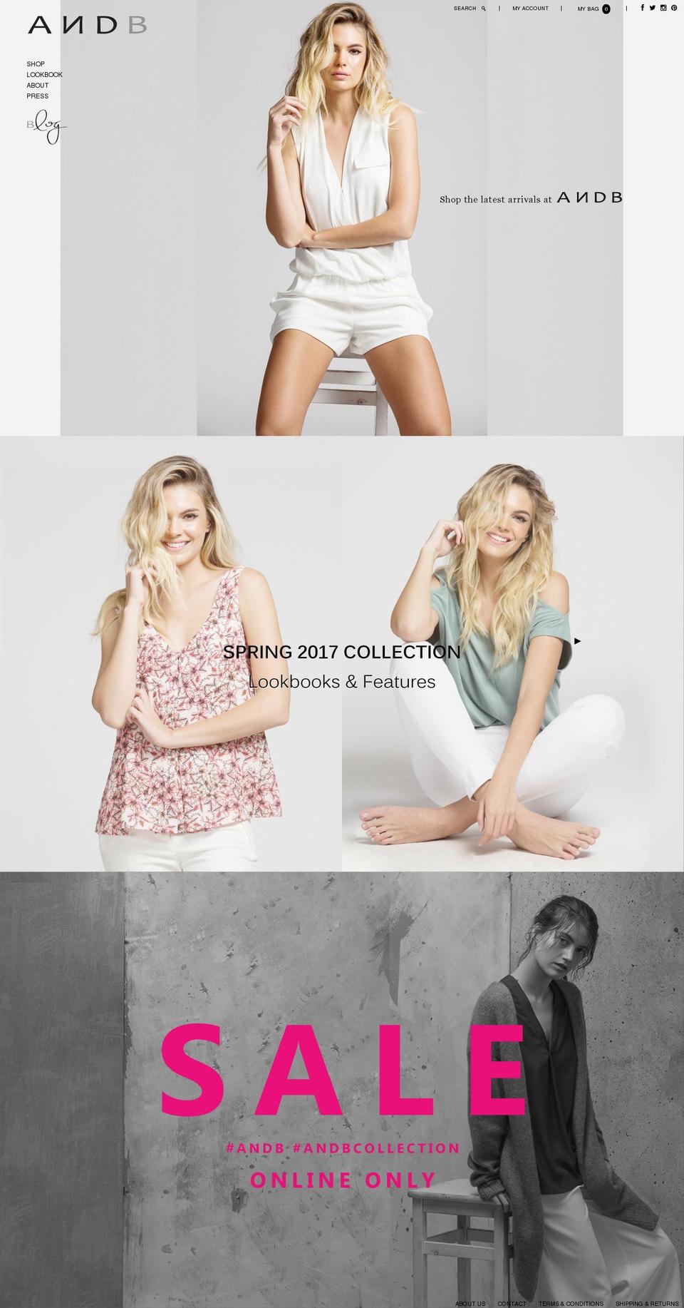 and-b.com shopify website screenshot