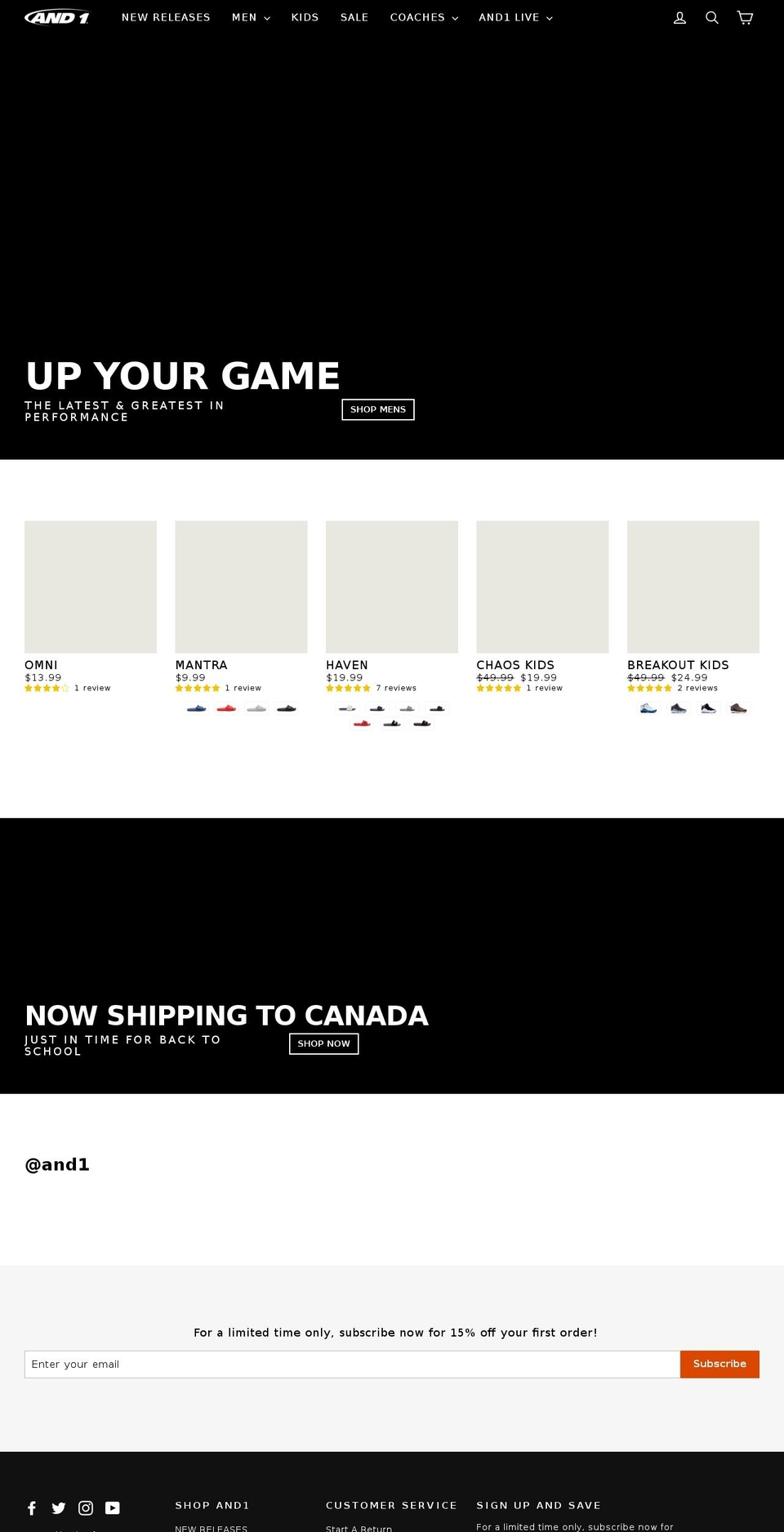 Canada Launch, Aug 8th Shopify theme site example and1.com