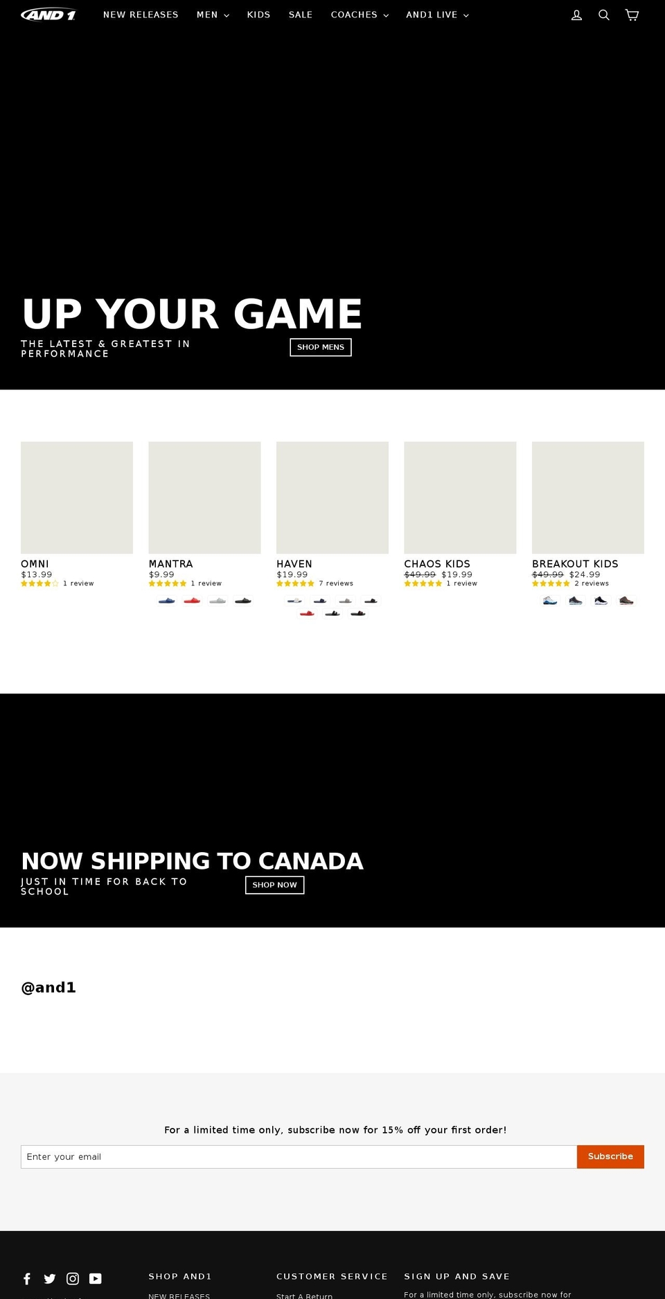 Canada Launch, Aug 8th Shopify theme site example and1usa.com