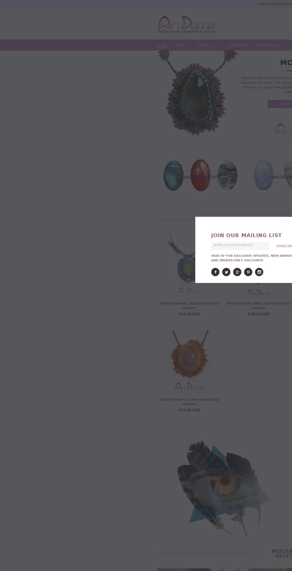 andamir.com shopify website screenshot