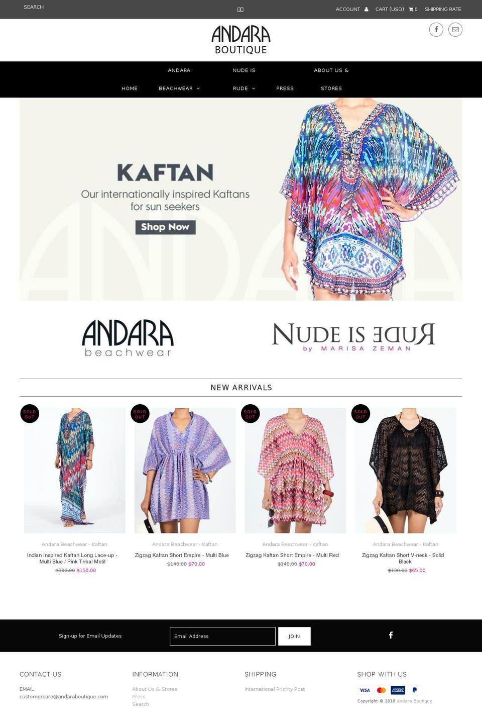 andaraboutique.com — Shopify storefront screenshot