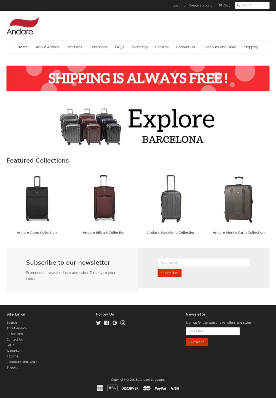 andareluggage.com — Shopify storefront screenshot