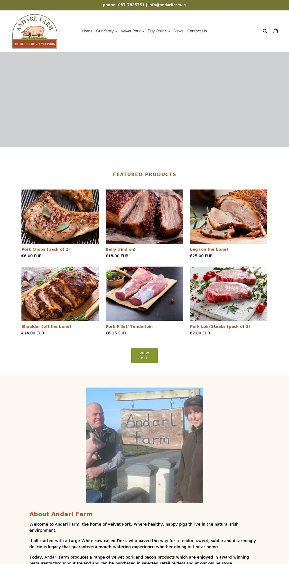 andarlfarm.ie shopify website screenshot