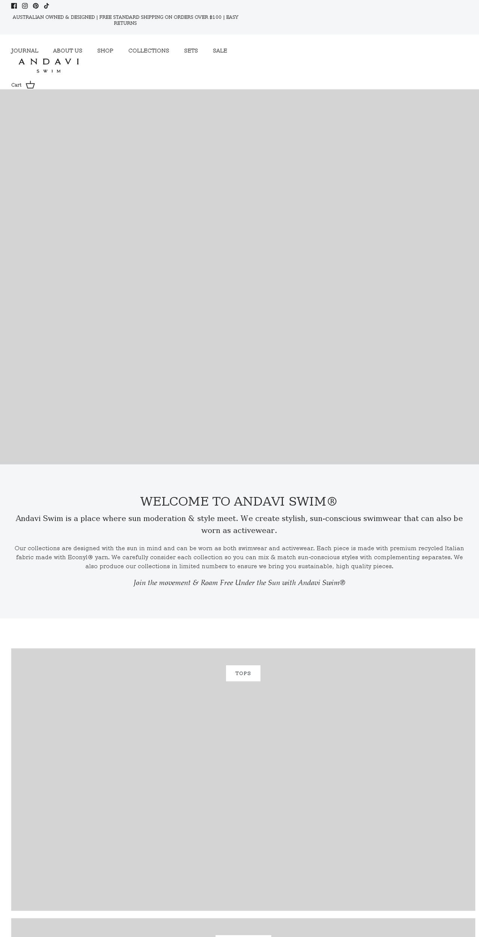 andaviswim.com shopify website screenshot