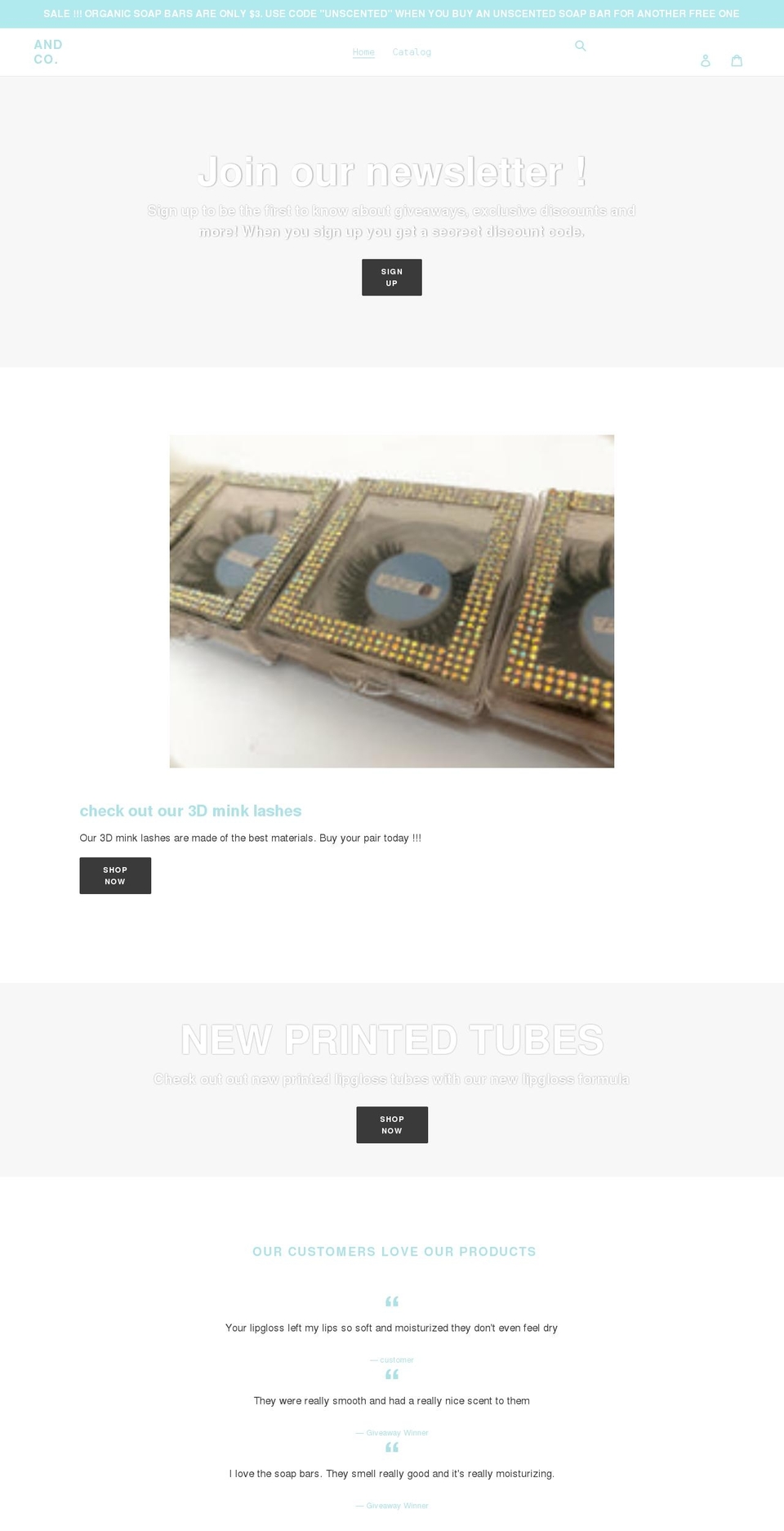 andcosmeticsco.com shopify website screenshot