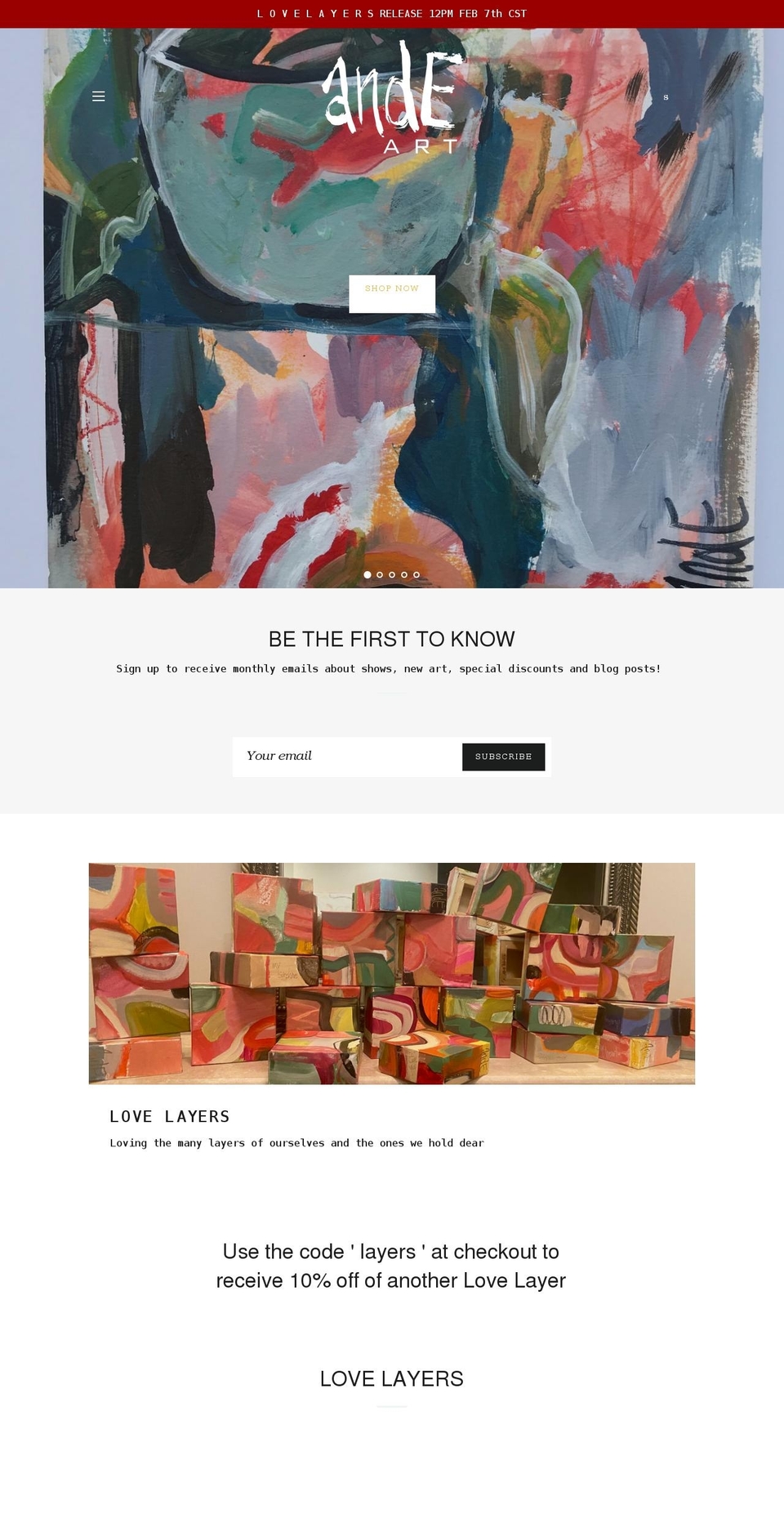 andeallisonart.com shopify website screenshot