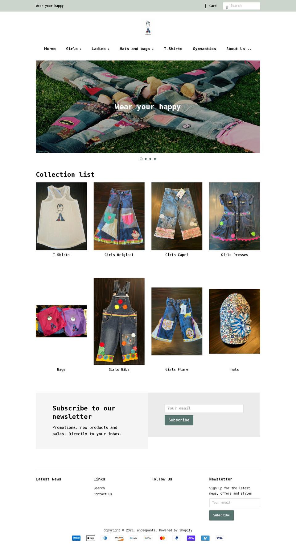 andeepants.com shopify website screenshot