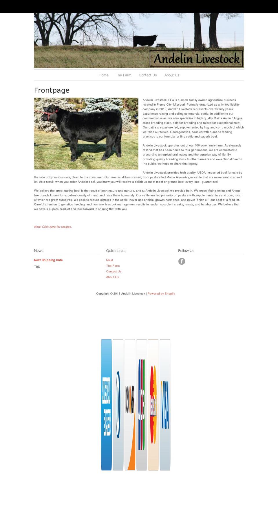 andelinlivestock.com — Shopify storefront screenshot