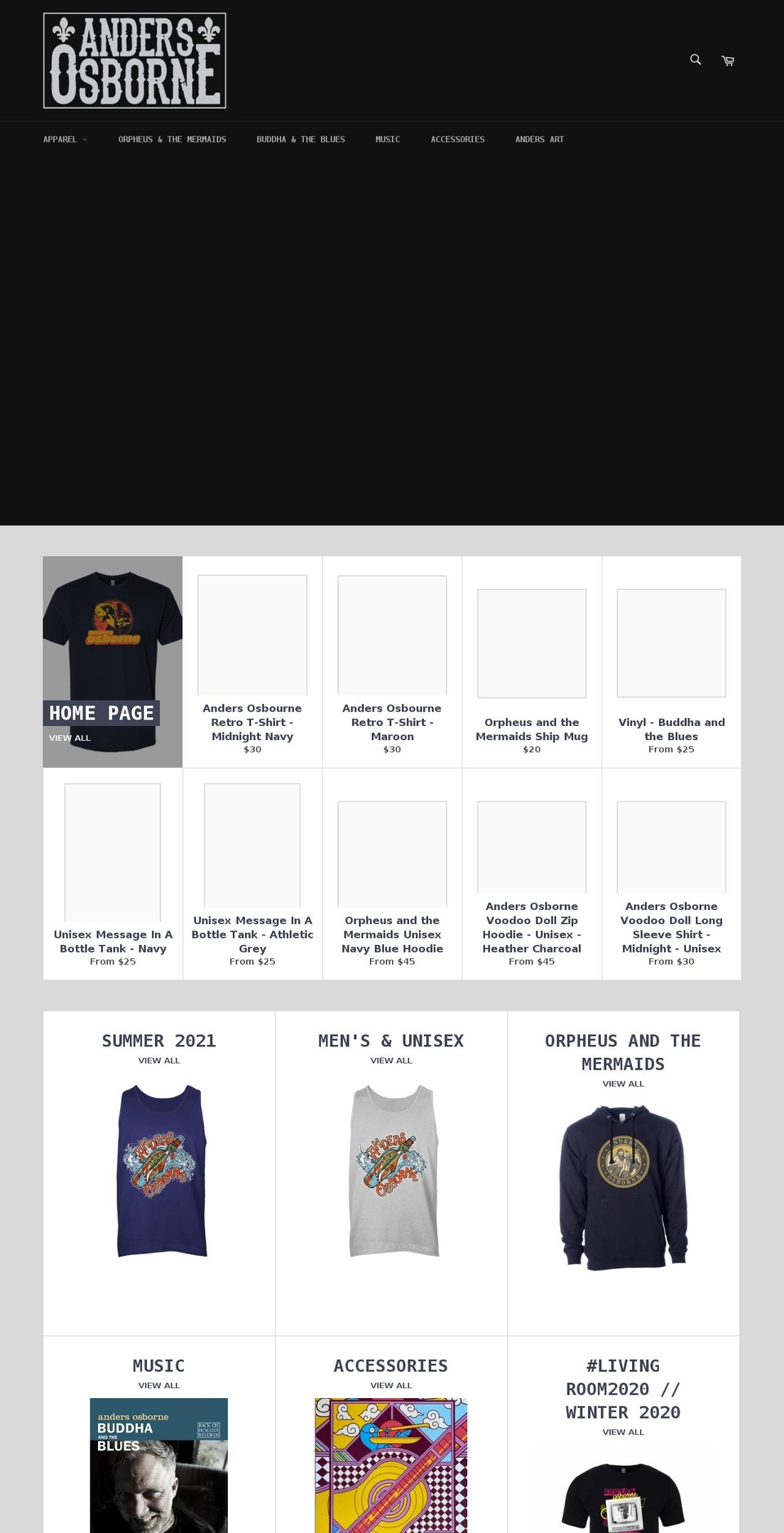 anders-osborne.myshopify.com shopify website screenshot