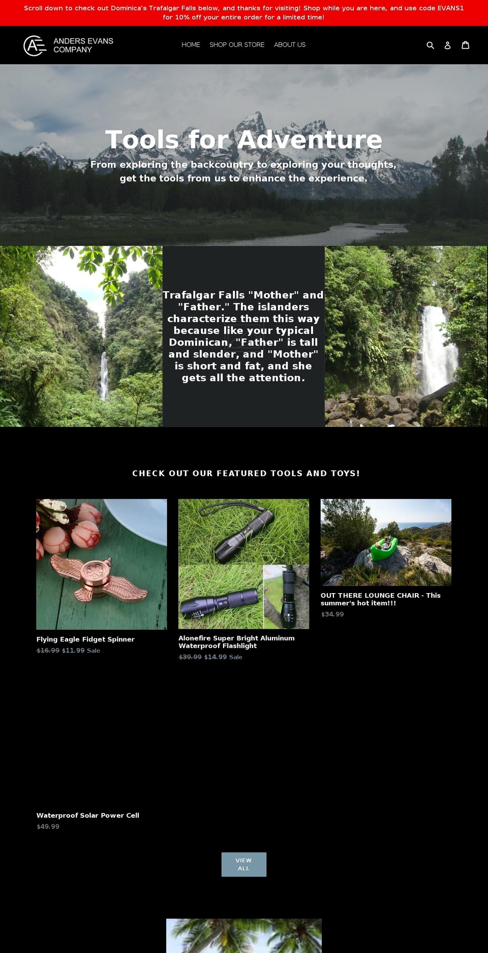 andersevans.com — Shopify storefront screenshot