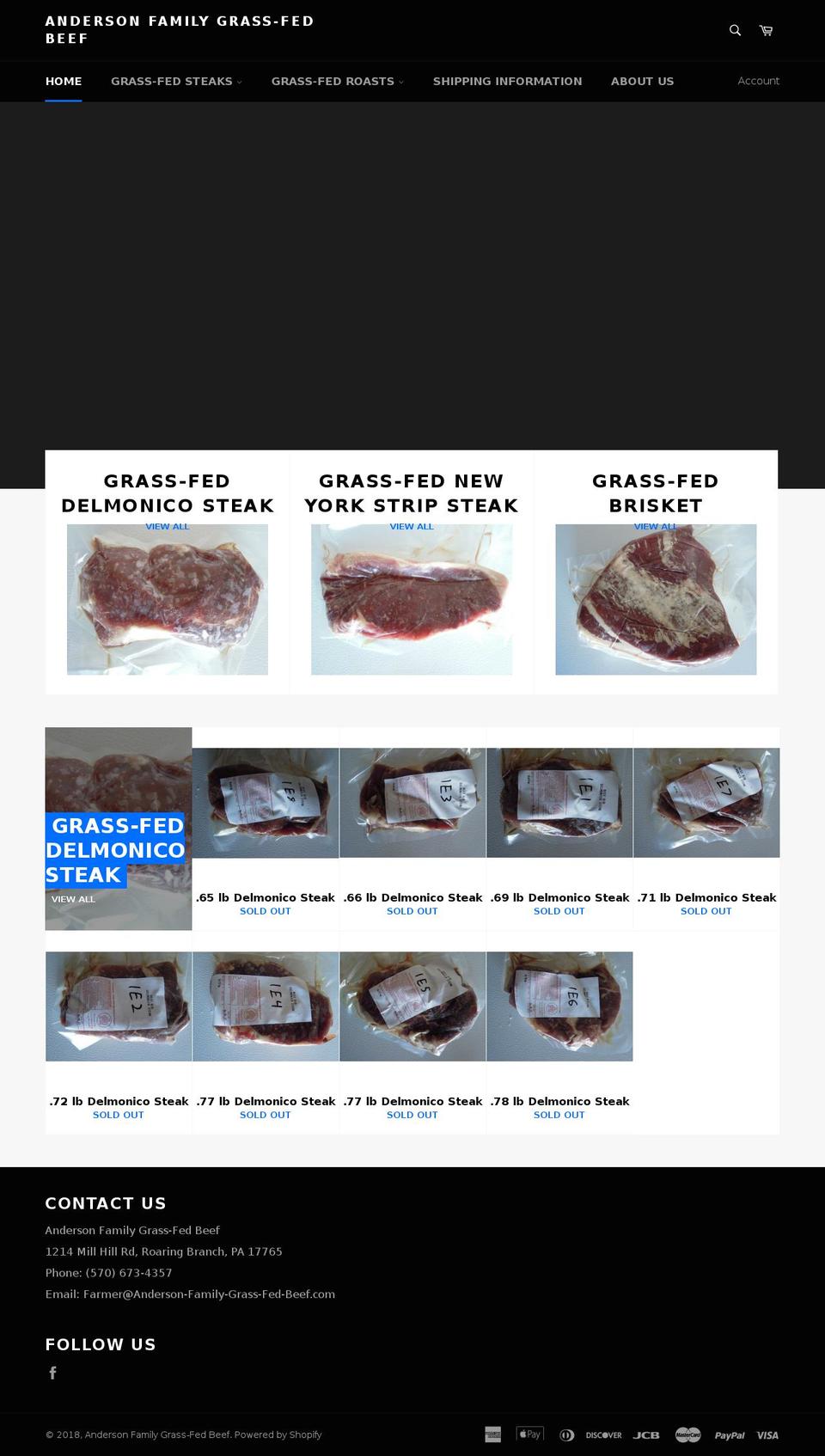 anderson-family-grass-fed-beef.com — Shopify storefront screenshot