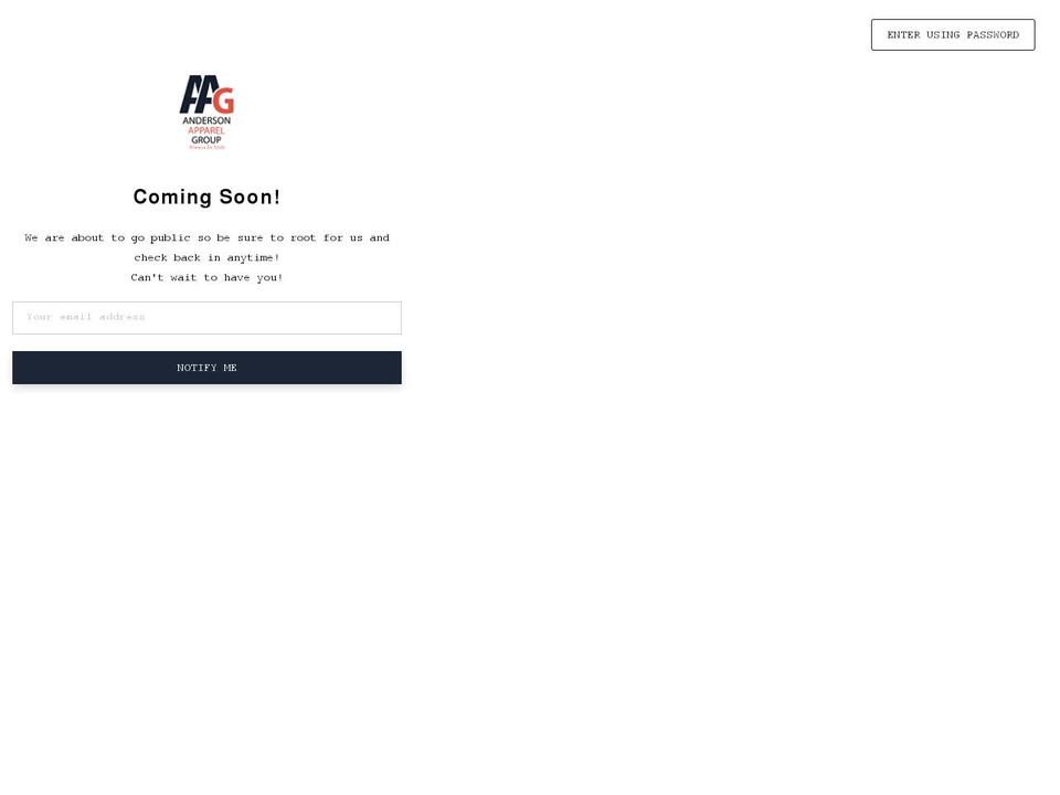 andersonapparelgroup.com shopify website screenshot