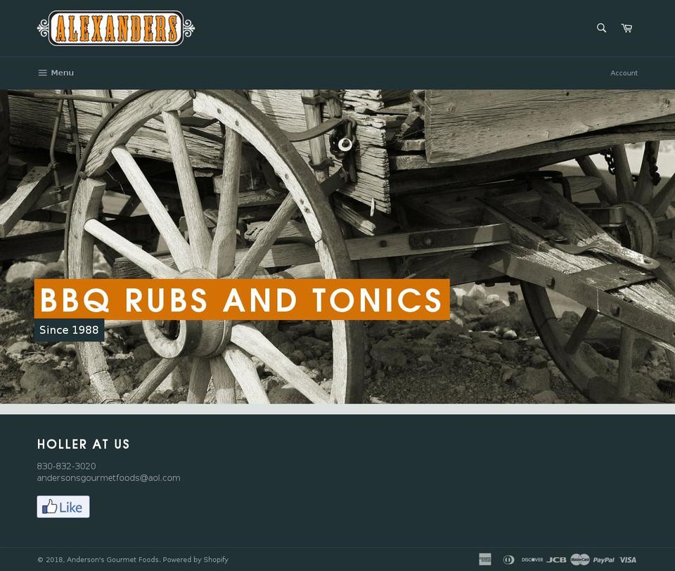andersonsgourmetfoods.com — Shopify storefront screenshot