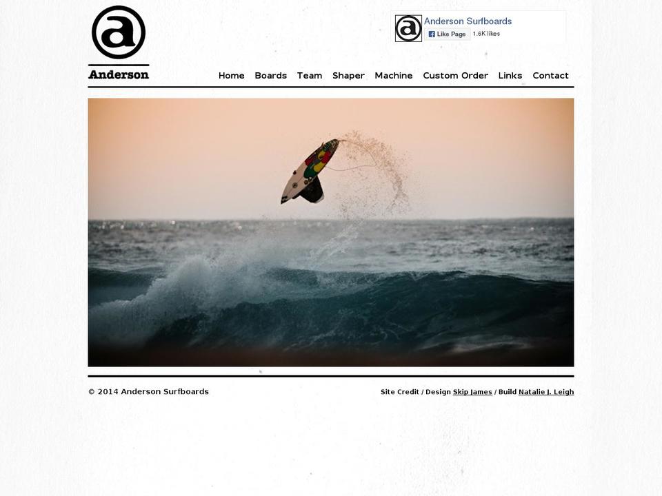 andersonsurfboards.co.nz shopify website screenshot