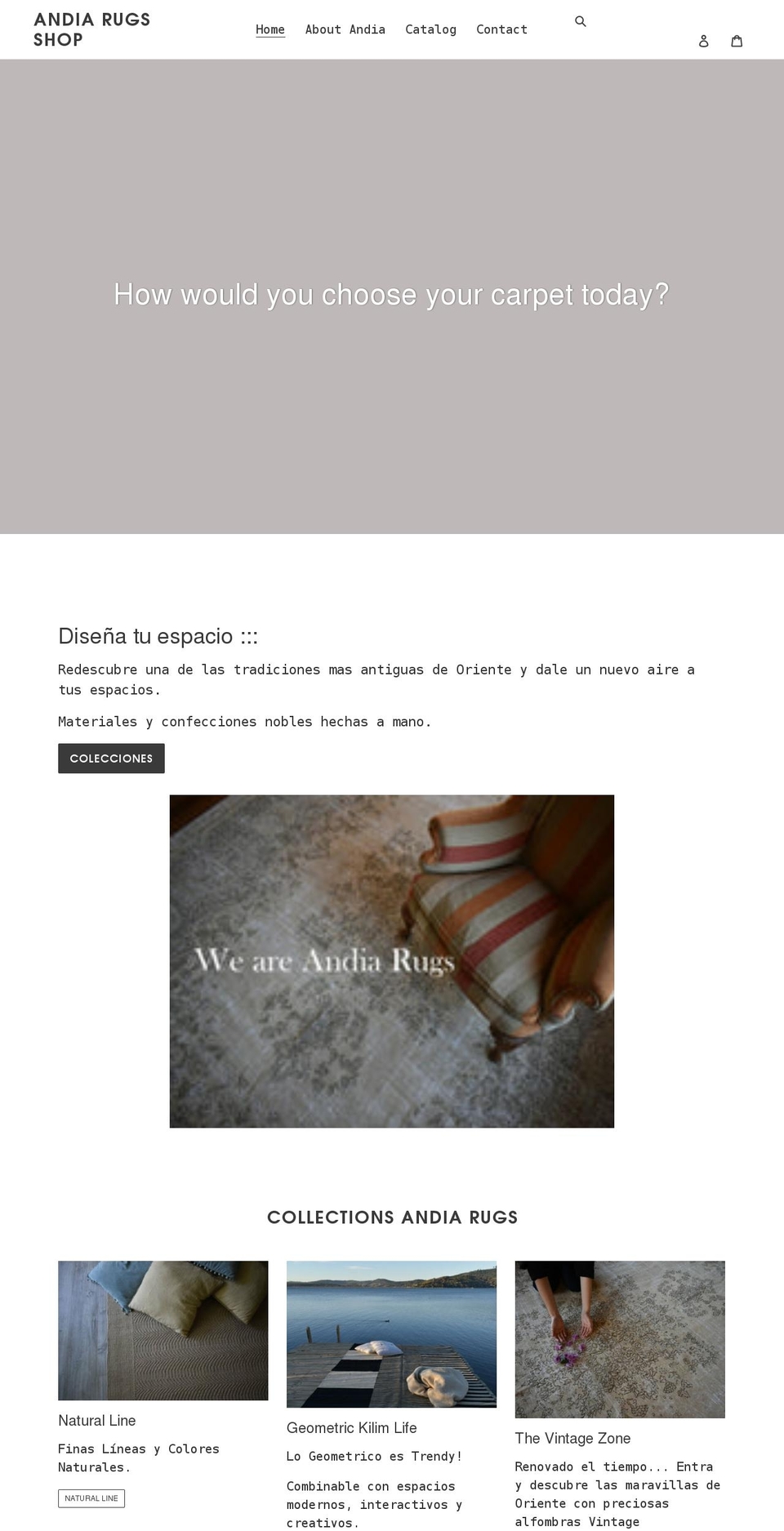 andiarugs.com shopify website screenshot
