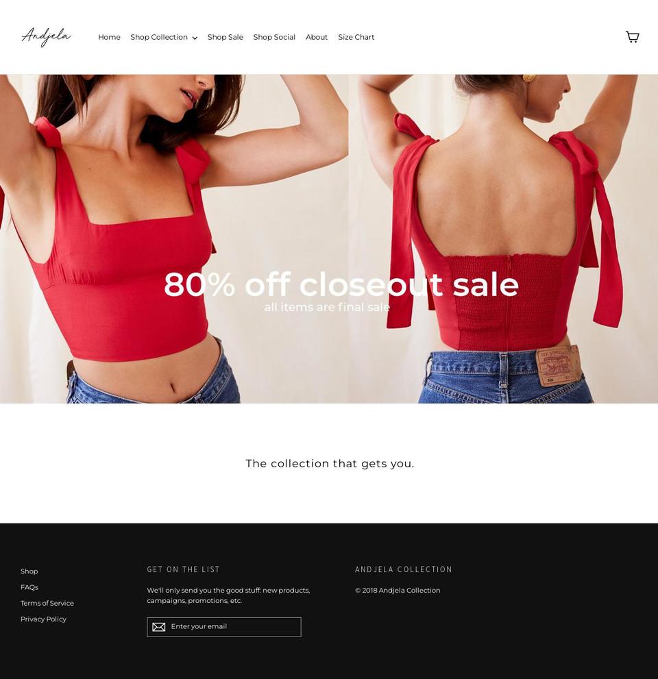 andjelacollection.com — Shopify storefront screenshot