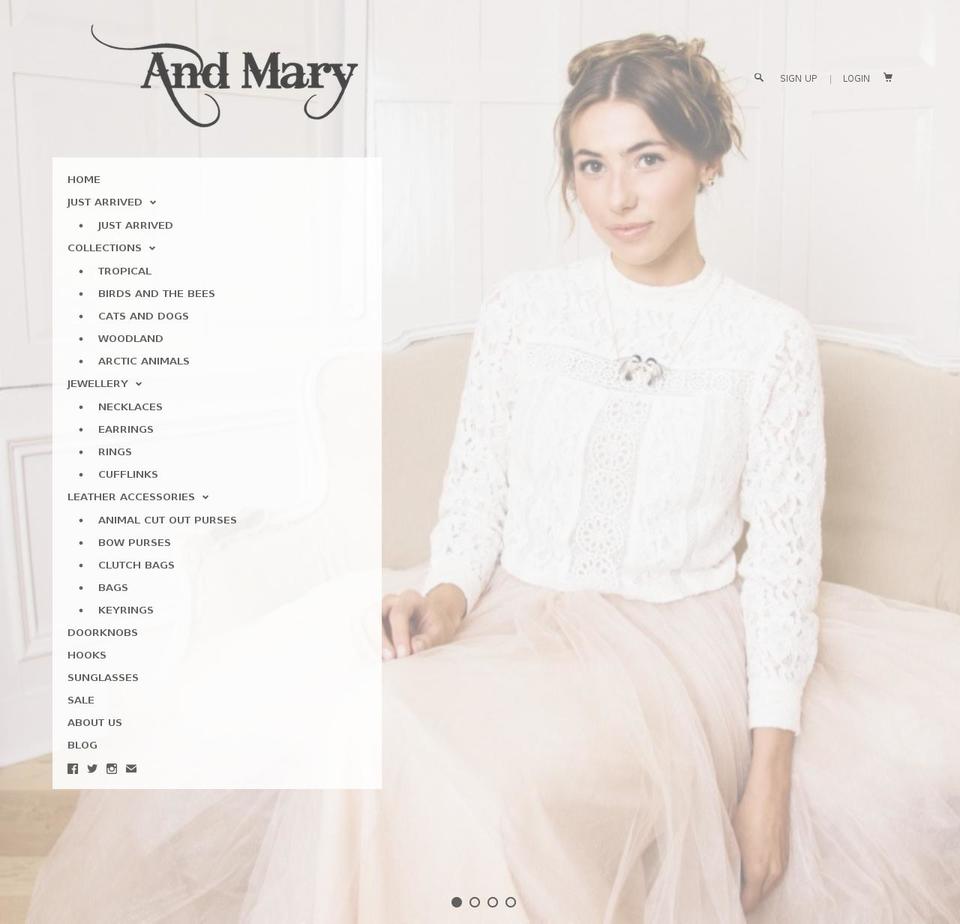 Seasons Shopify theme site example andmary.info