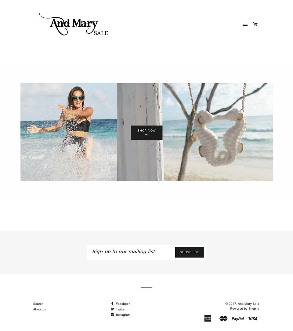 andmarysale.com shopify website screenshot