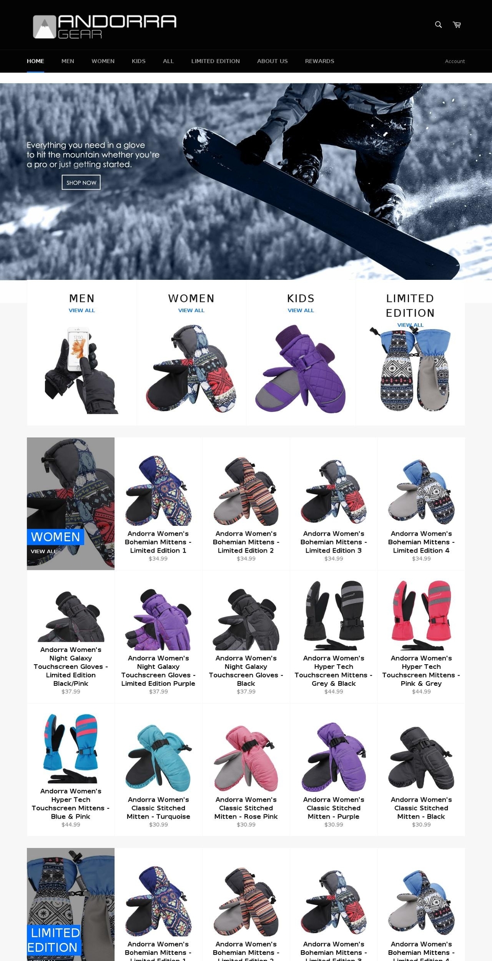 andorragear.com shopify website screenshot