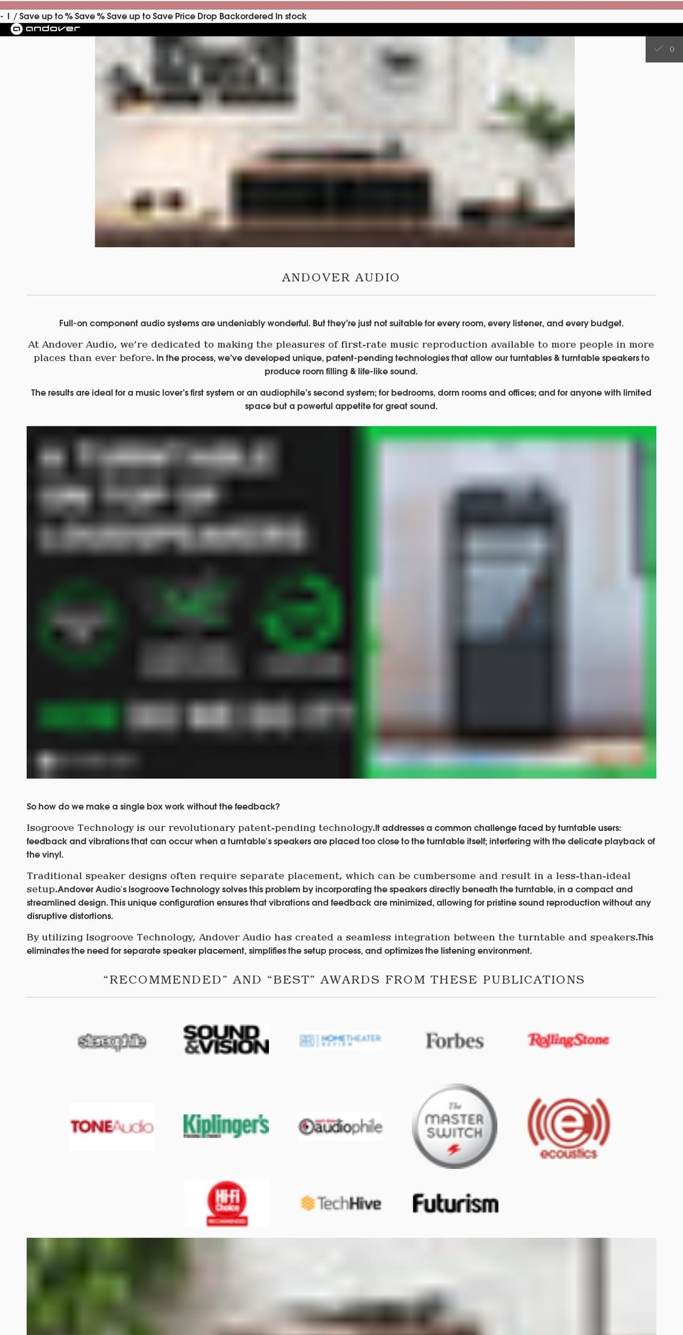 andoveraudio.com shopify website screenshot