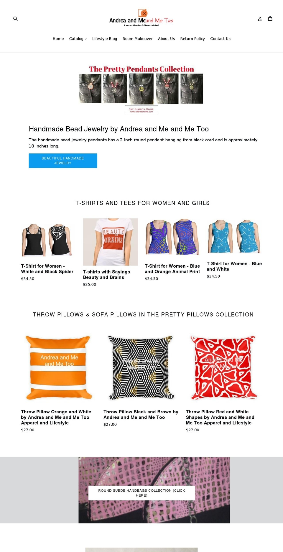 andreaandme.com shopify website screenshot