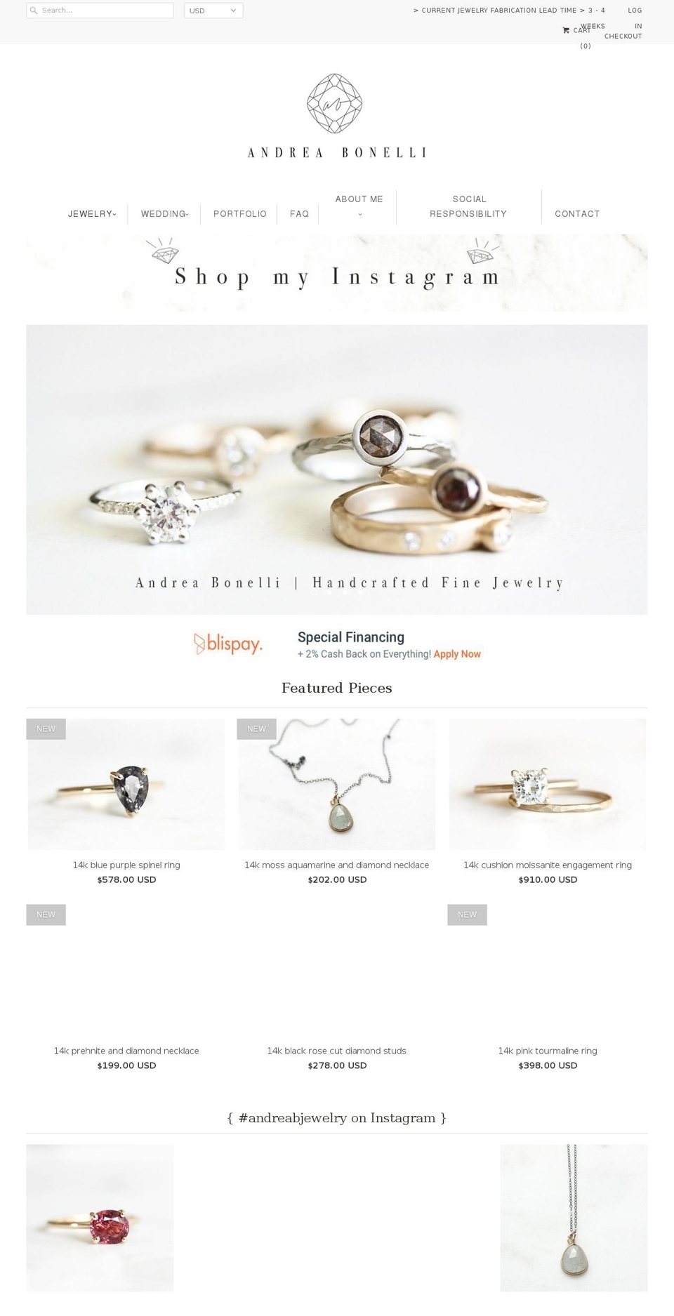 andreabonelli.com shopify website screenshot