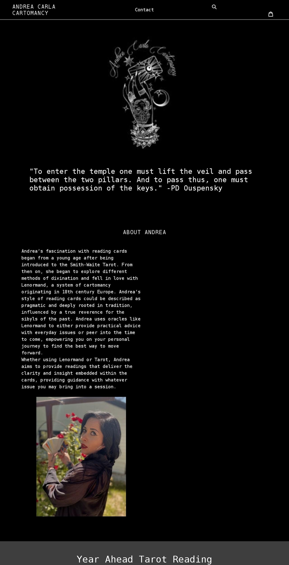 andreacarlacartomancy.com shopify website screenshot