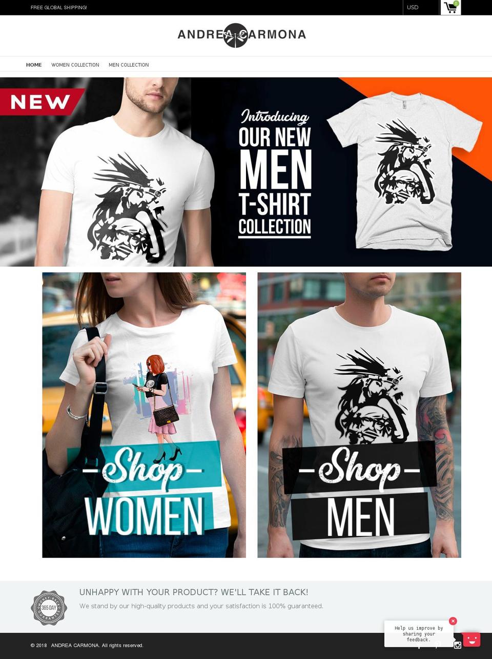 andreacarmona.com — Shopify storefront screenshot
