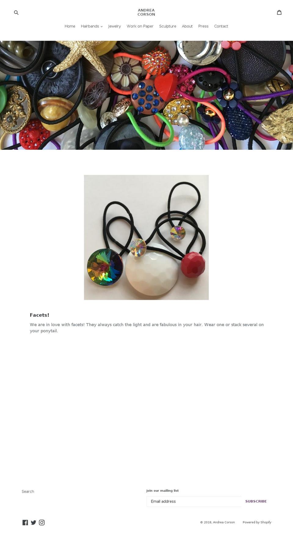 andreacorson.com shopify website screenshot