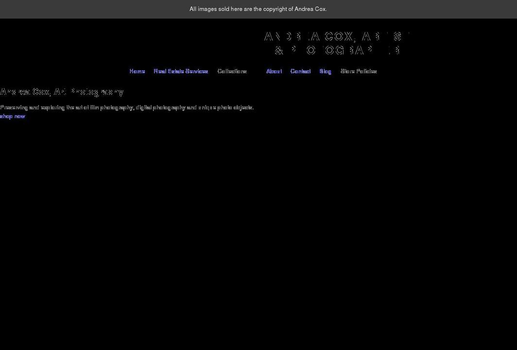andreacoxart.com shopify website screenshot