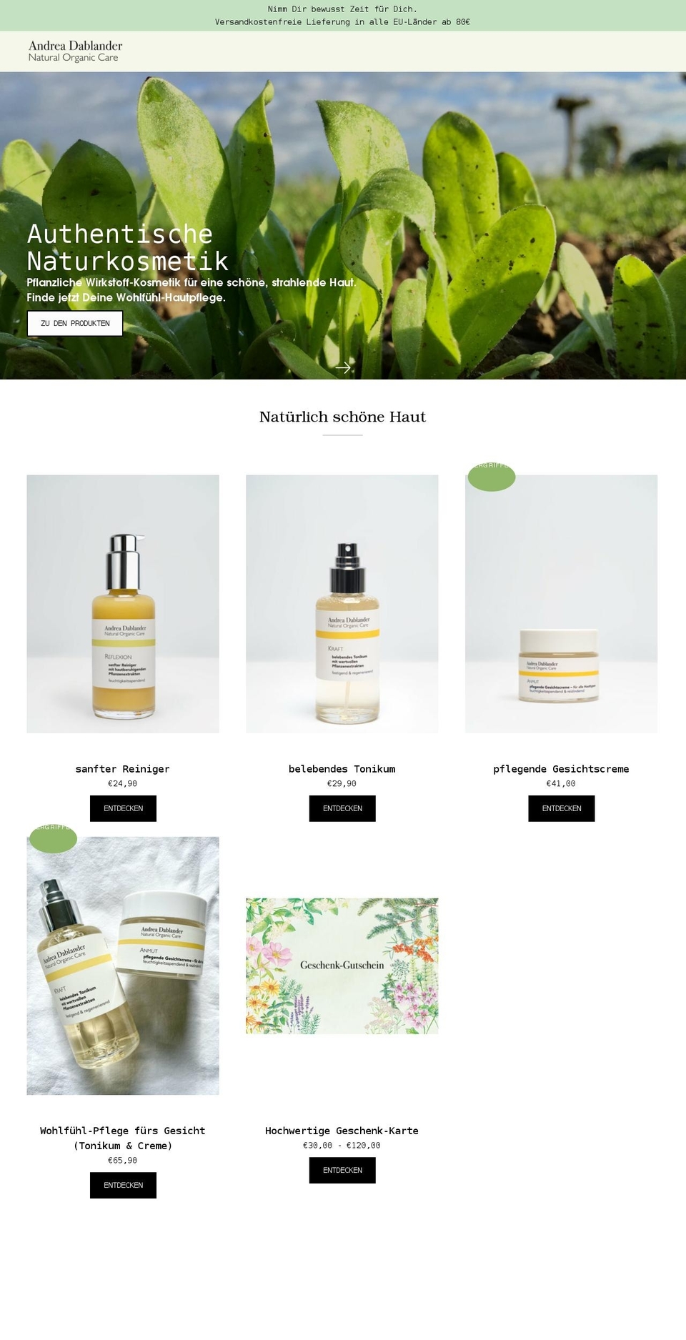 andreadablander.com shopify website screenshot