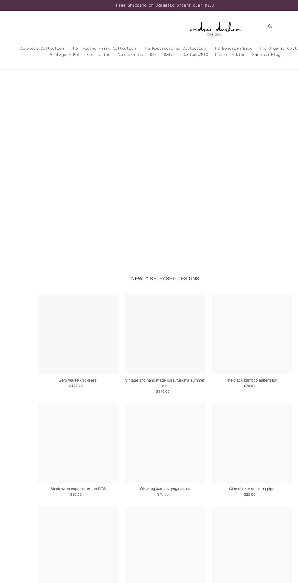andreadurhamdesigns.com shopify website screenshot