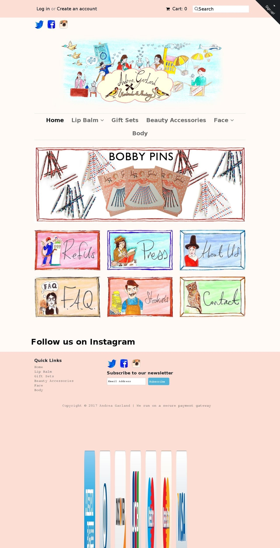 andreagarland.com shopify website screenshot