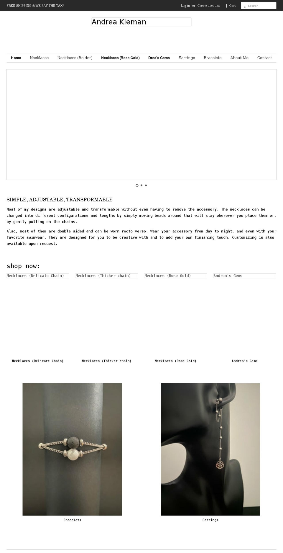 andreakleman.com shopify website screenshot