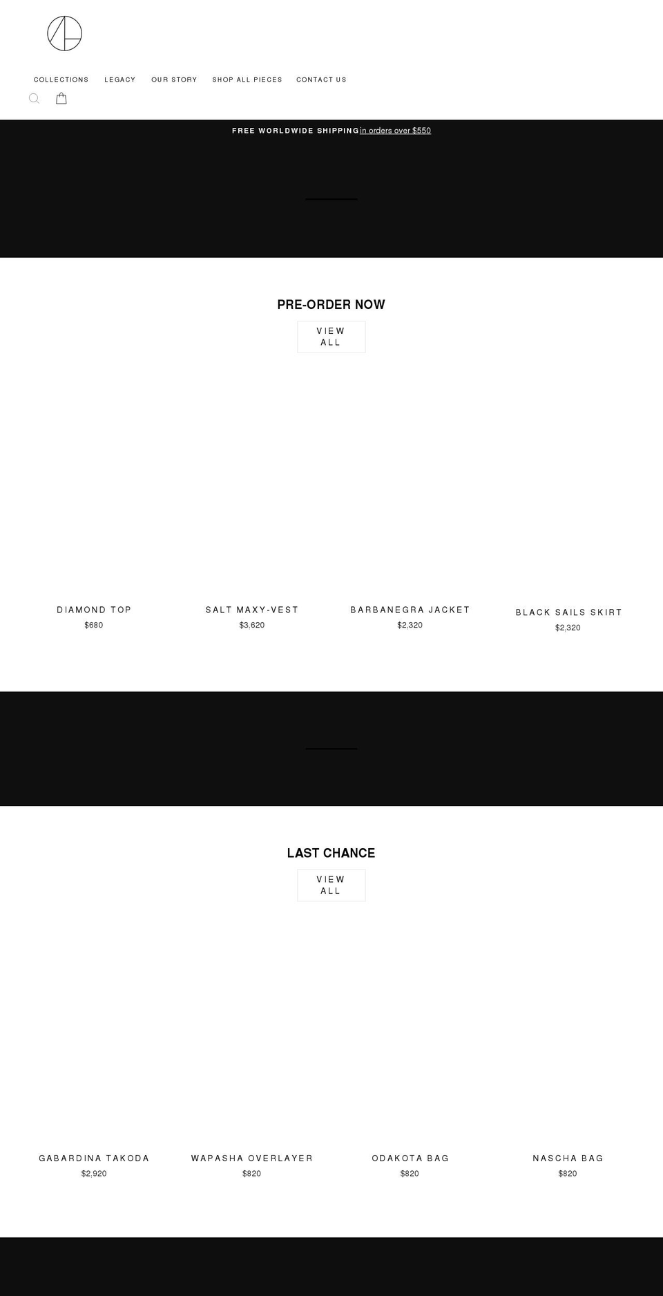 andrealanda.com shopify website screenshot