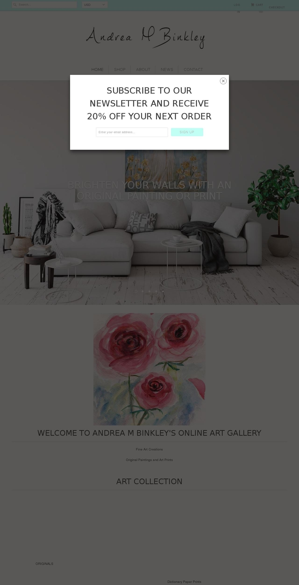 andreambinkley.com — Shopify storefront screenshot