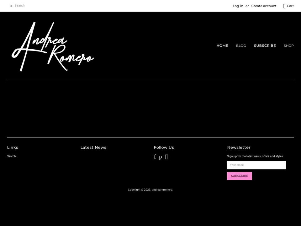 andreamromero.com shopify website screenshot