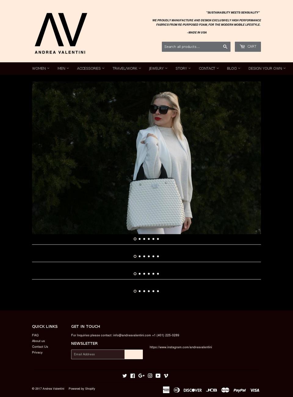 andreavalentini.com shopify website screenshot