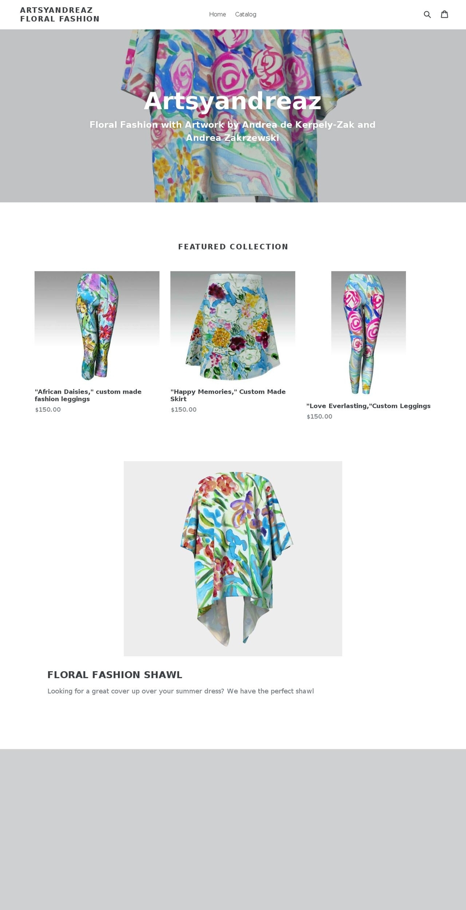 andreazfloralfashion.com — Shopify storefront screenshot
