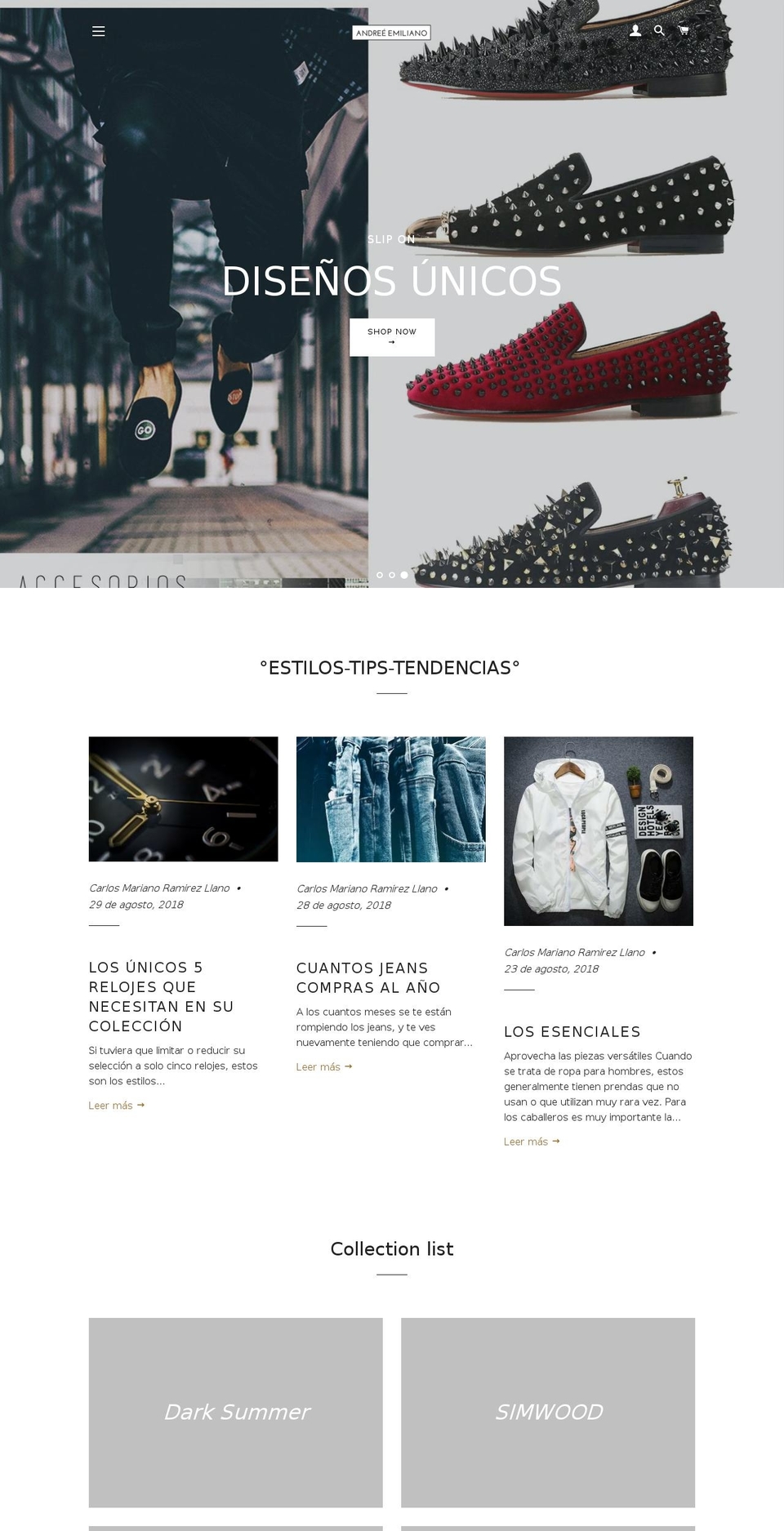 andreeemiliano.com — Shopify storefront screenshot