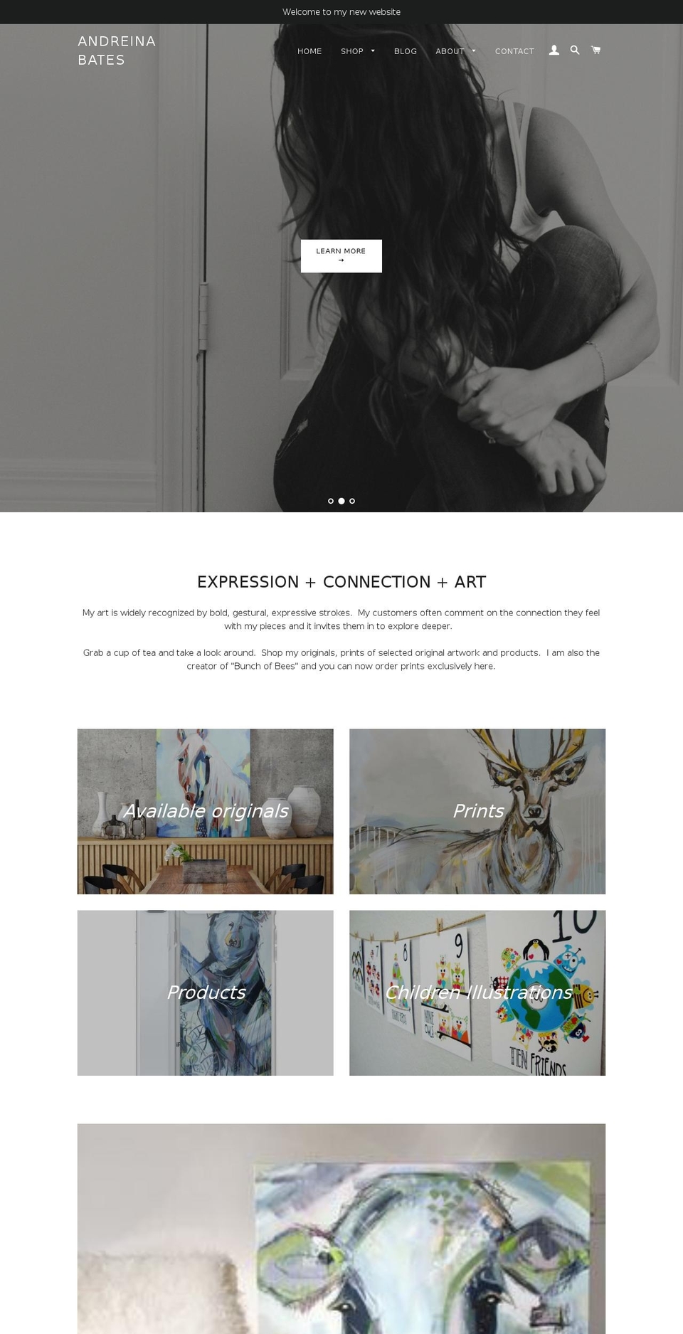 andreinabates.com shopify website screenshot