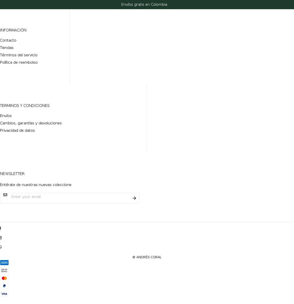 andrescoral.com shopify website screenshot