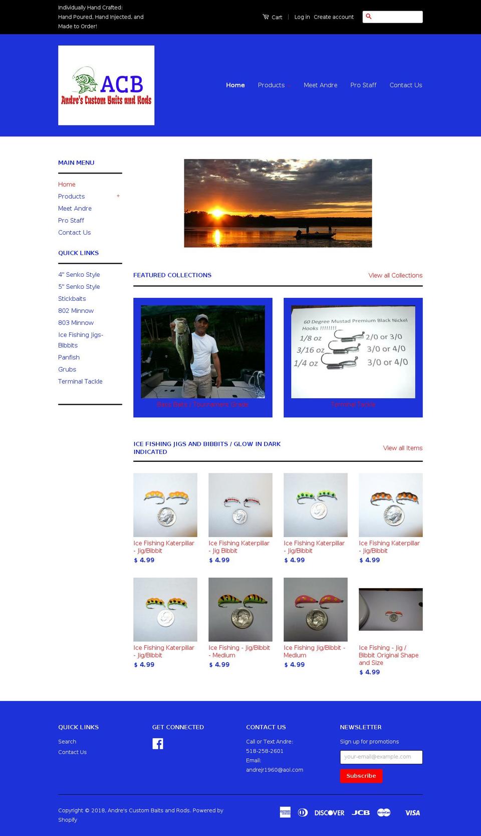 andrescustombaits.com — Shopify storefront screenshot