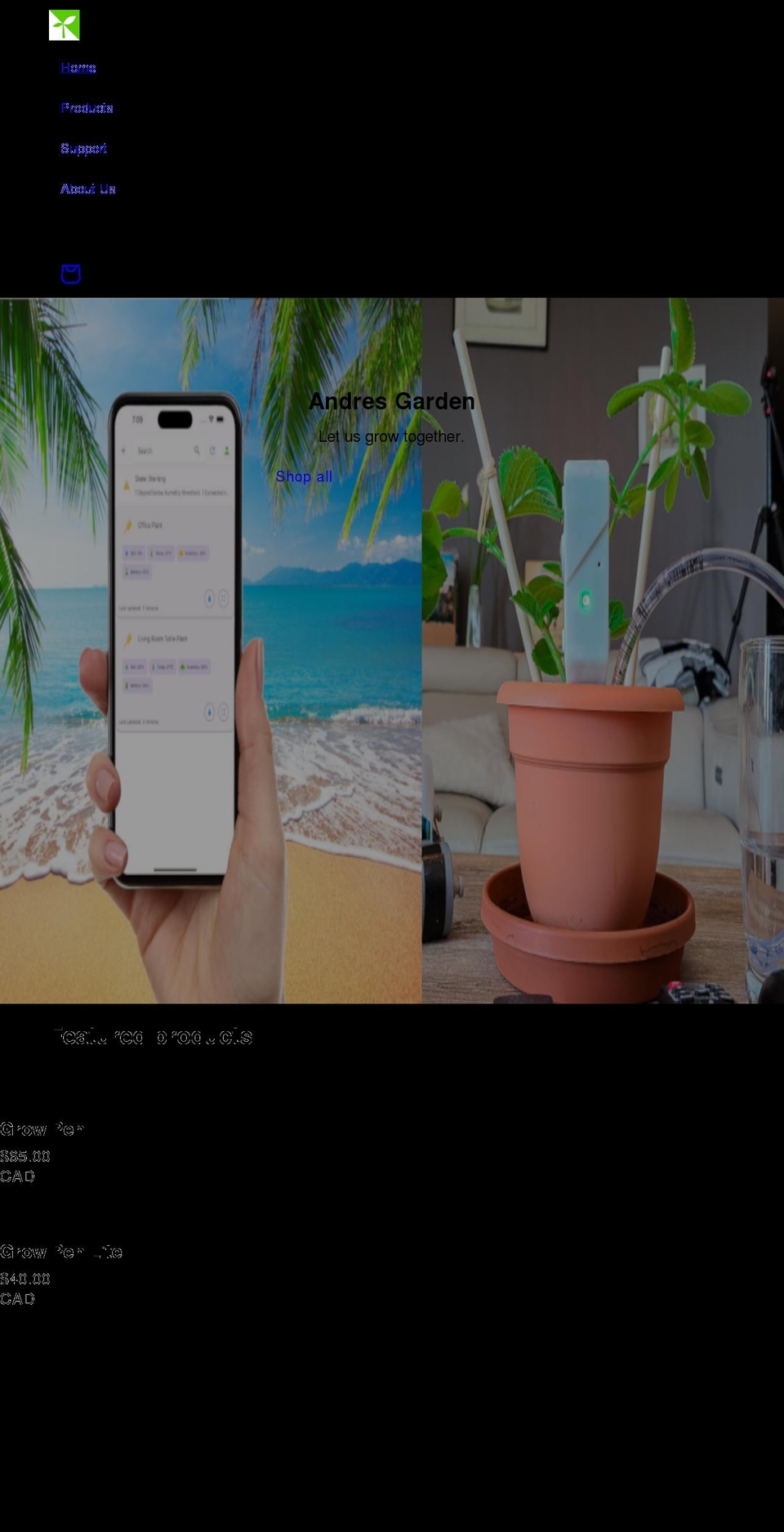 andresgarden.com shopify website screenshot