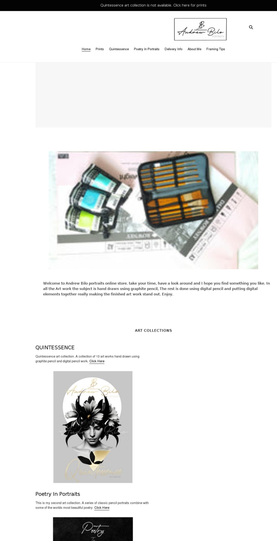 andrewbiloportraits.com shopify website screenshot