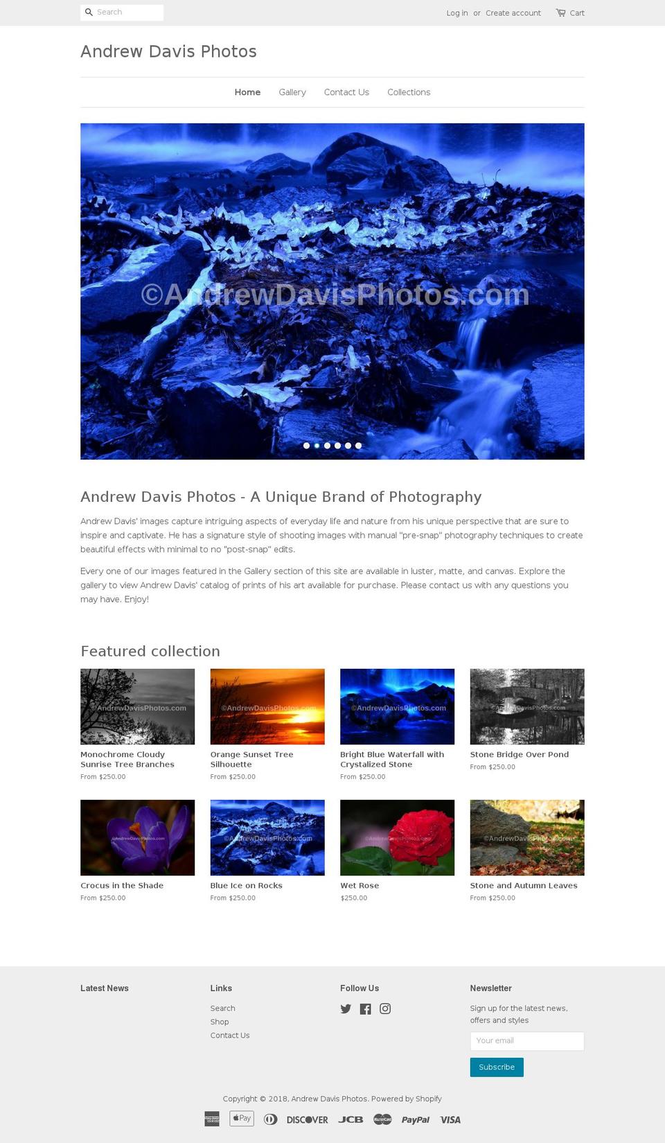 andrewdavisphotos.com — Shopify storefront screenshot