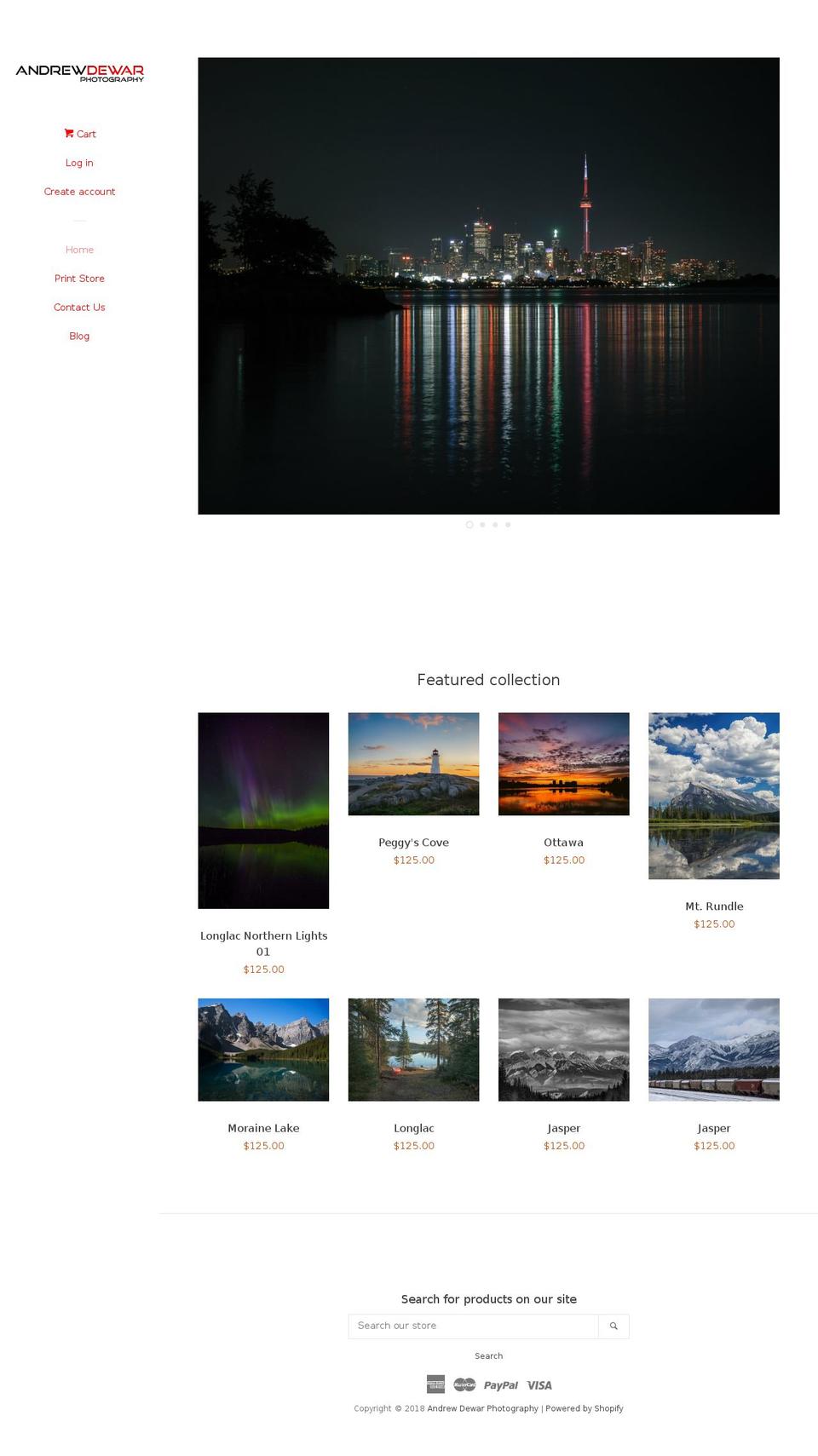 andrewdewar.ca shopify website screenshot