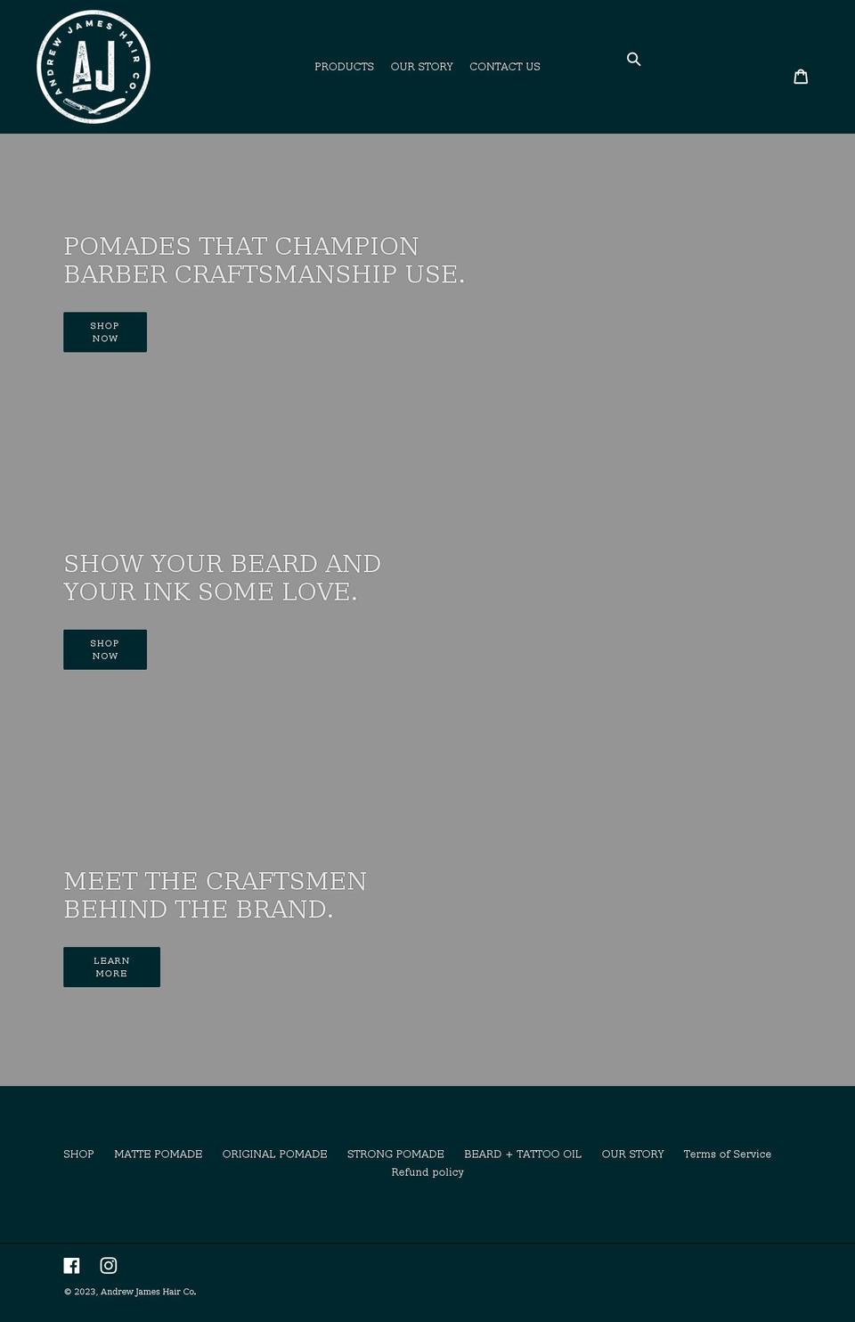 andrewjameshairco.com shopify website screenshot